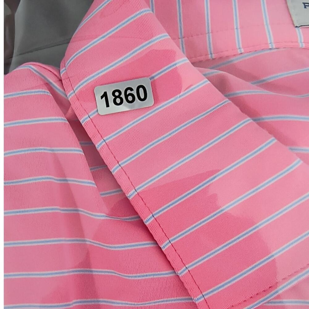 Peter Millar Summer Comfort Golf Polo Shirt Mens Sz XL Pink Stripe Short Sleeve - Picture 15 of 16
